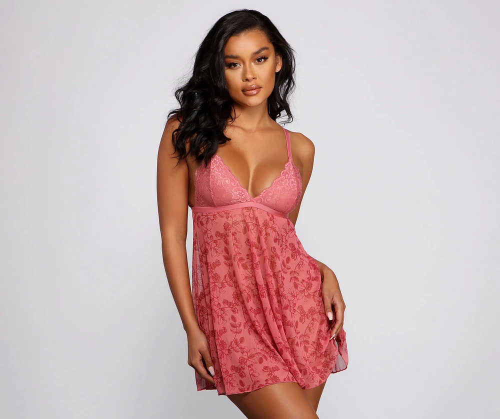 Lace Appeal Floral Babydoll and Panty Set