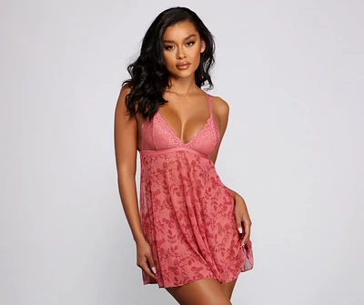 Lace Appeal Floral Babydoll and Panty Set