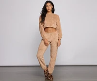 Cozy Cutie Sherpa Pajama Crop Top