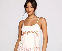 Just Peachy Pajama Tank With Shorts And Scrunchie Set