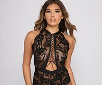 Sultry Vibes Lace Halter Corset Teddy