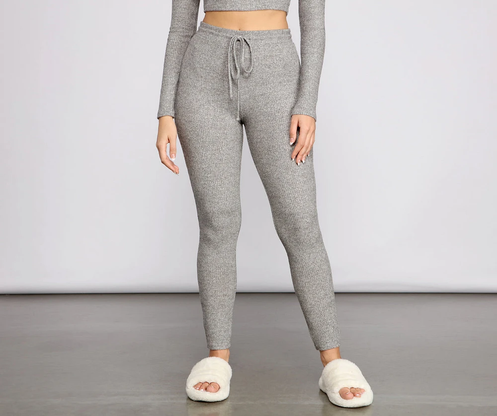 Brushed Ribbed Knit Pajama Leggings