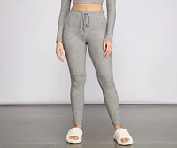 Brushed Ribbed Knit Pajama Leggings