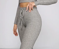 Brushed Ribbed Knit Pajama Leggings