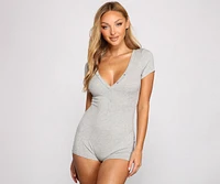 Chill And Unwind Ribbed Knit Pajama Romper