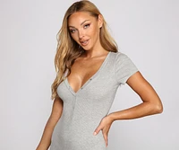 Chill And Unwind Ribbed Knit Pajama Romper