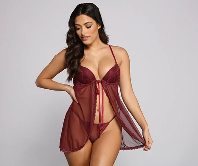 Sultry Sheer Mesh Babydoll And Panty Set