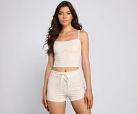 Casual Mood Ribbed Knit Pajama Shorts