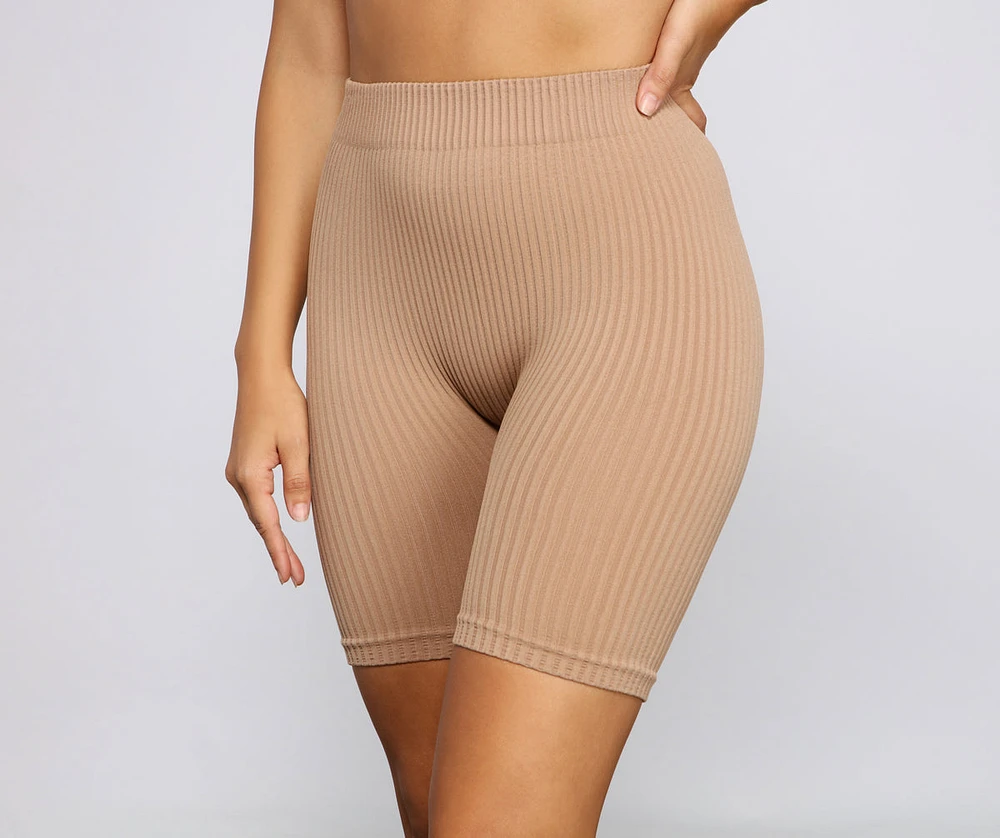 Chic And Seamless Ribbed Biker Shorts