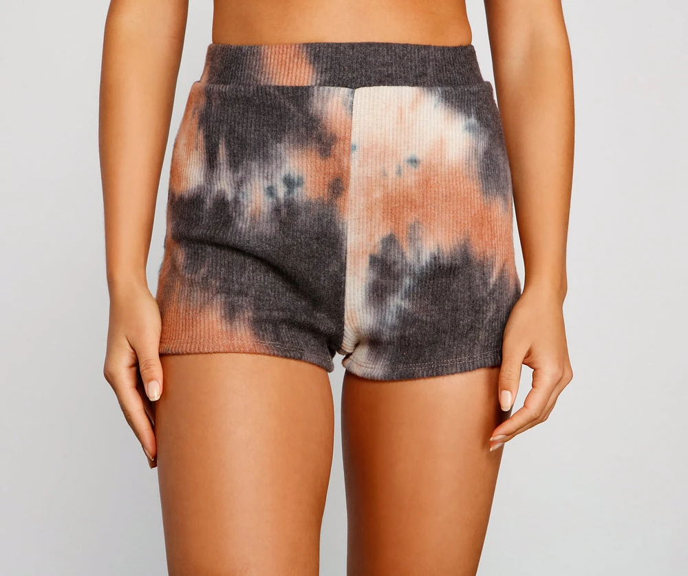 Tie Dye Ribbed Knit Pajama Shorts