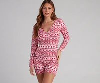 Tis' The Season Fair Isle Pajama Romper Set