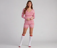 Tis' The Season Fair Isle Pajama Romper Set