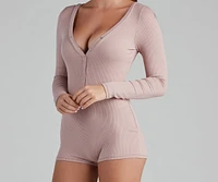 Cozy Bed Henley Pajama Romper