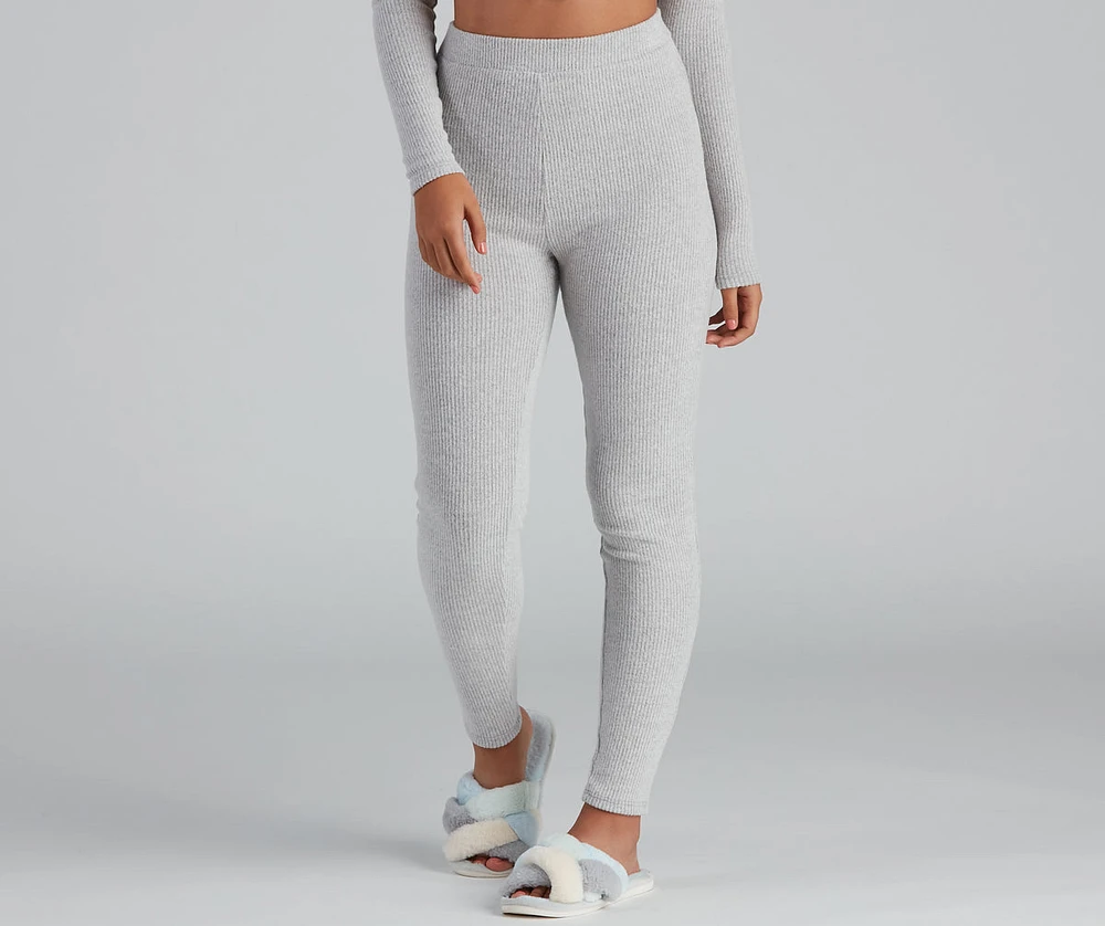 Stylishly Snug Rib-Knit Pajama Leggings