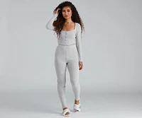 Stylishly Snug Rib-Knit Pajama Leggings