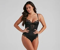 Sweet Amour Lace Satin Teddy