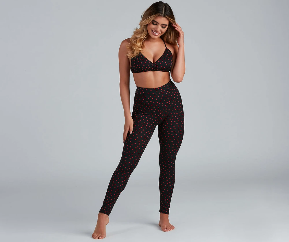 So Flirty Heart Printed Pajama Leggings