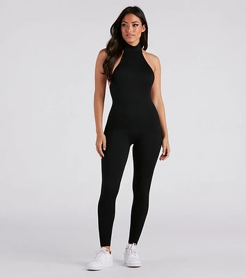 Chic And Seamless Mock Neck Catsuit