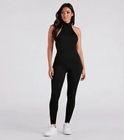 Chic And Seamless Mock Neck Catsuit
