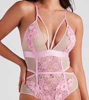 Flirty Desire Lace Floral Teddy