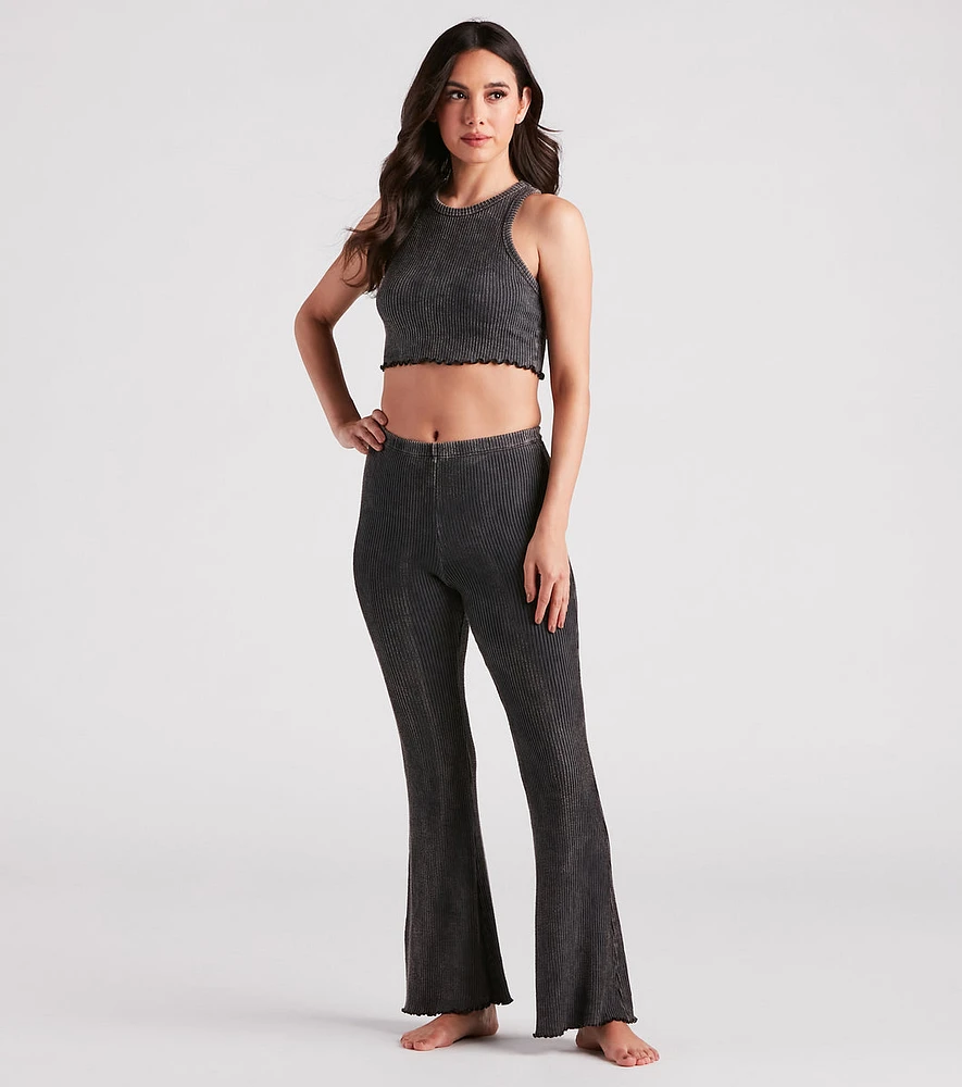 Chill Mood Ribbed Knit Flare-Leg Pants