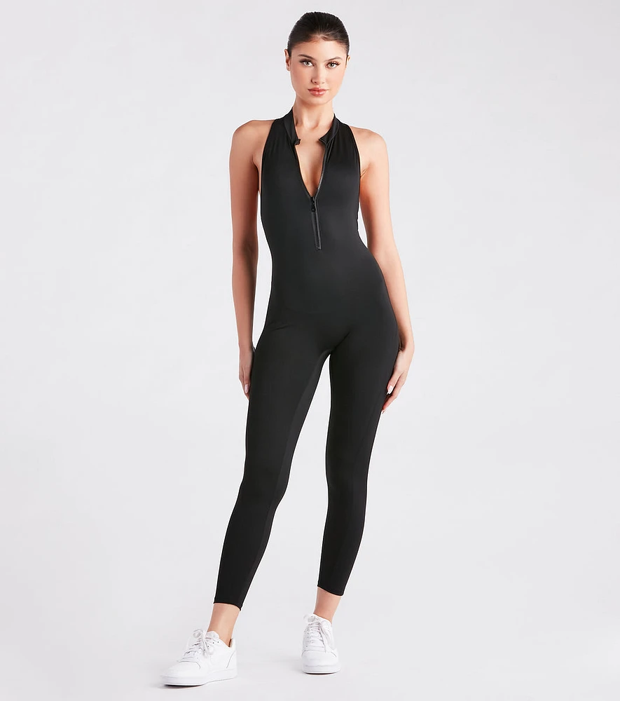 Girl On The Go Zip-Front Active Jumpsuit