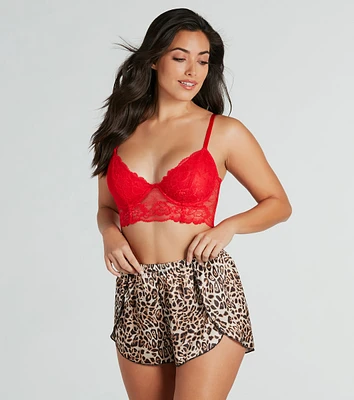 Sweet And Sassy Leopard Print Satin Pajama Shorts