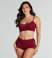 Delicate Lace Secrets Pajama Bralette And Boyshorts Set