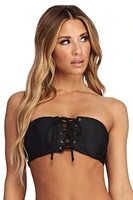 Lace Up Bandeau Swim Top