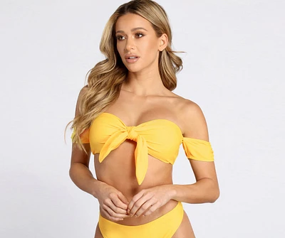 Ray Of Sunshine Off-Shoulder Swim Top