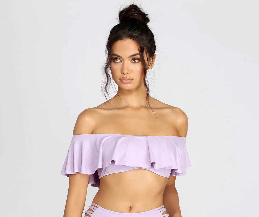 Flirty Flounce Off The Shoulder Swim Top