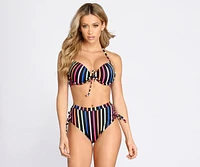 Sherbet Rainbow Striped Bikini Top