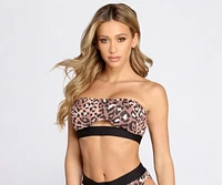 Purrfect Match Leopard Bandeau Swim Top