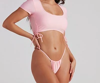 Cutie Alert Cap Sleeve Swim Top