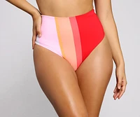 Color Block High Waist Swim Bottoms