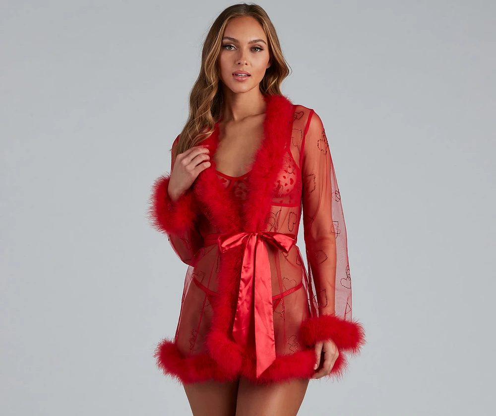 Totally Smitten Marabou Trim Robe