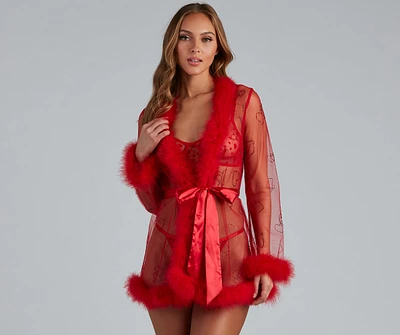 Totally Smitten Marabou Trim Robe