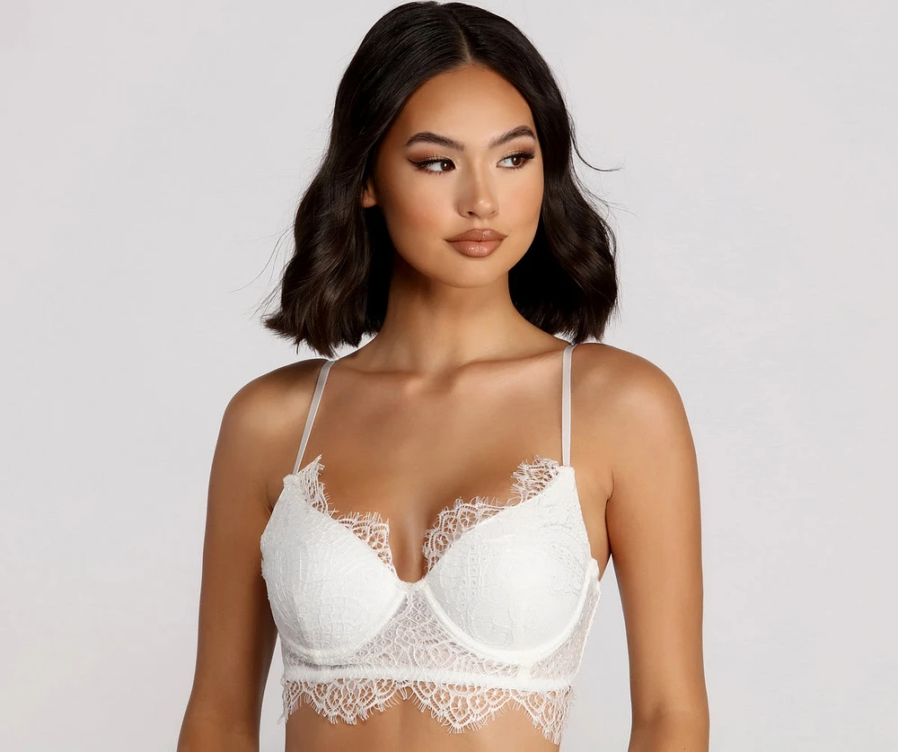 Longline Scalloped Lace Bralette