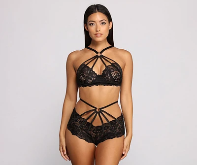 Major Bombshell Lace Caged Bra And Panty Set