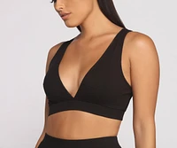 Plunging V Neck Ribbed Bralette