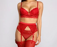 Sultry Style Lace Bra And Garter Skirt Set