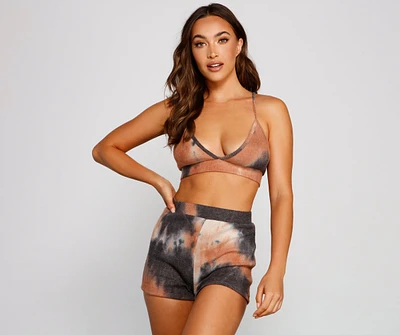 Tie Dye Ribbed Knit Pajama Bralette