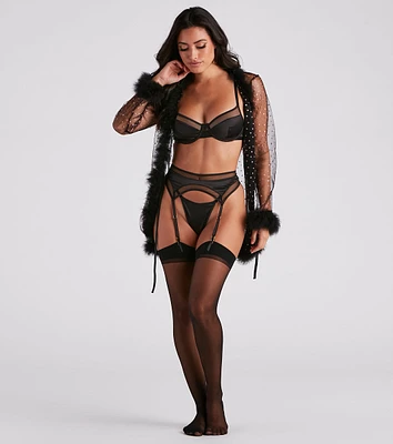 Center Of Attention Satin Mesh Lingerie Set