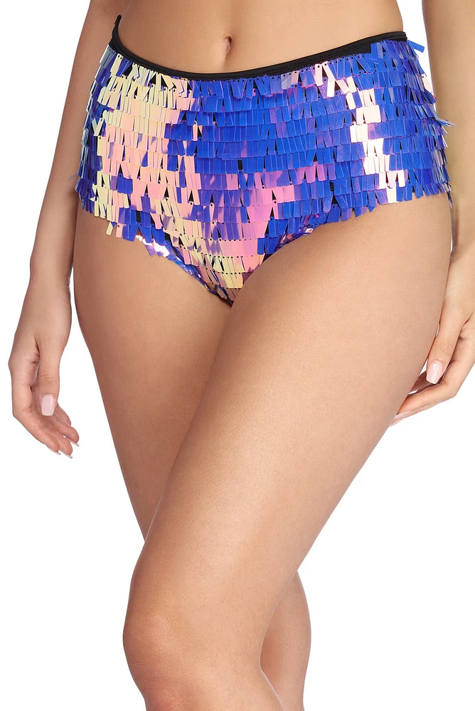 Glow Sequin Fringe Hot Shorts