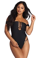 Off The Shoulder Strappy Swimsuit