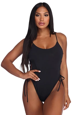 Lace Up Lattice Swimsuit