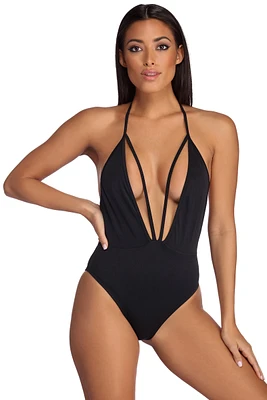 Deep Plunge Caged Swimsuit