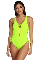 Loud A Lace Up Swimsuit