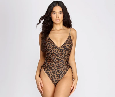 Wild Life Leopard Ruched Swimsuit