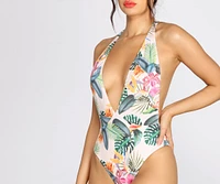 Jetsetter Tropical V Halter Swimsuit